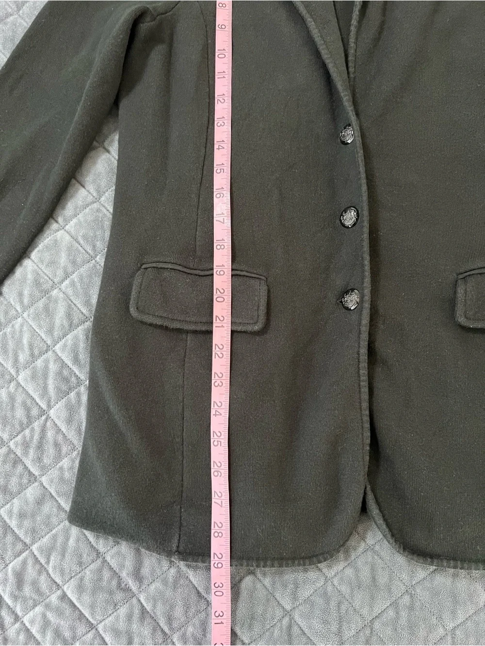 ralph lauren blazer womens xl cotton mid length Black Double Button Career C3